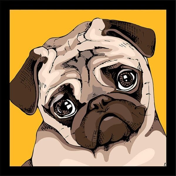 Kit de Quadros Decorativos 5 Peças Cachorro Pug Sofistiq - 4