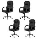 Ver imagem 1 de Kit 4 Cadeiras Presidente Giratória Para Escritório em Couro PU Preta W-65