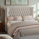 Ver imagem 1 de Cabeceira Estofada Cama Box Queen 1,60 Miraggio para Quarto em Linho Cinza - Larbelle