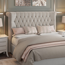 Ver imagem 2 de Cabeceira Estofada Cama Box Queen 1,60 Miraggio para Quarto em Linho Cinza - Larbelle