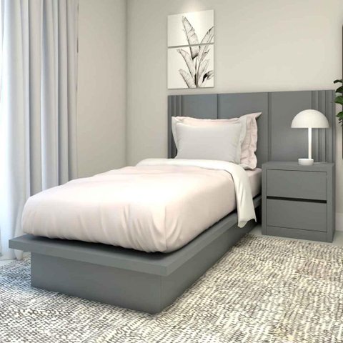 Cama Solteiro sob Medida Cz 96cmx200cm 100% Mdf Casa Lar Cor:cinza Sagrado