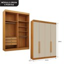 Ver imagem 2 de Quarto de Casal Modulado 11 Portas Orion Cinamomo Off White - Leifer Móveis