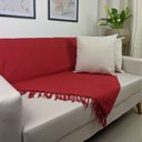 Ver imagem 2 de Kit 2 Mantas para Sofá Vermelha 240x180 em Algodão