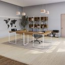 Ver imagem 3 de Conjunto Completo para Escritório 8 Peças com Mesa Escrivaninha Linha Industrial Kappesberg