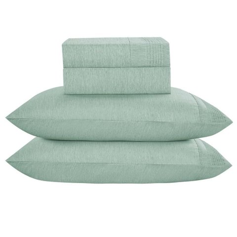 Jogo de Lençol Casal Padrão Mesclado Micropercal 300 Fios Toque de Algodão 4 Peças - Menta