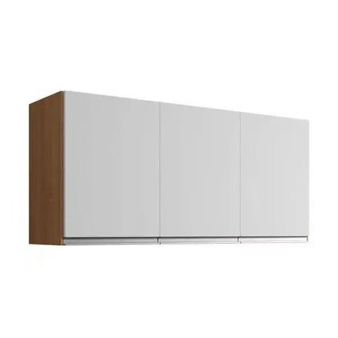 Armário Aéreo 3 Portas Andréia 120cm Amêndoa/Branco - AJL Móveis