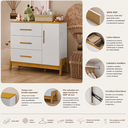 Ver imagem 3 de Cômoda Infantil Guti Retro Peroba Branco c/ Amêndoa 100% MDF