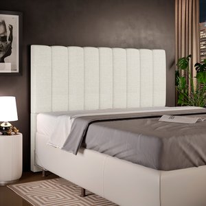 Cabeceira Cama Box Queen 160 cm Dália W01 Linho Champanhe - Lyam Decor