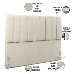 Cabeceira Cama Box Queen 160 cm Dália W01 Linho Champanhe - Lyam Decor - 3