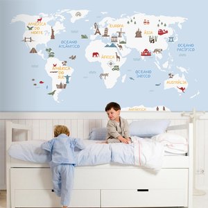 Adesivo de Parede Infantil Mapa Lúdico - Branco