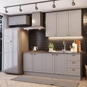 Ver imagem 1 de Cozinha Compacta Americana 4 Peças Modulada 8 Portas 3 Gavetas Henn - Cinza