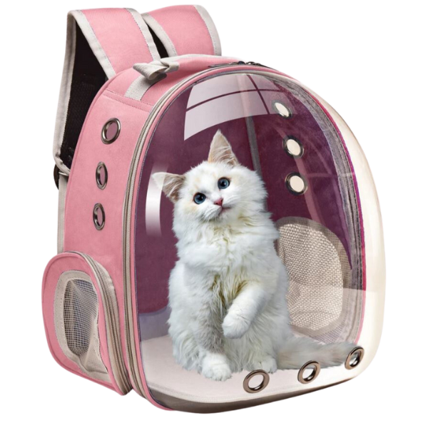 Mochila Pet de Transporte com Visão Panorâmica para Cães e Gatos - Rosa - 1