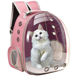 Mochila Pet de Transporte com Visão Panorâmica para Cães e Gatos - Rosa - 1