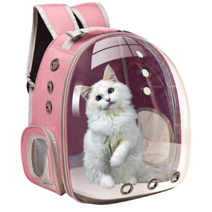 Mochila Pet de Transporte com Visão Panorâmica para Cães e Gatos - Rosa