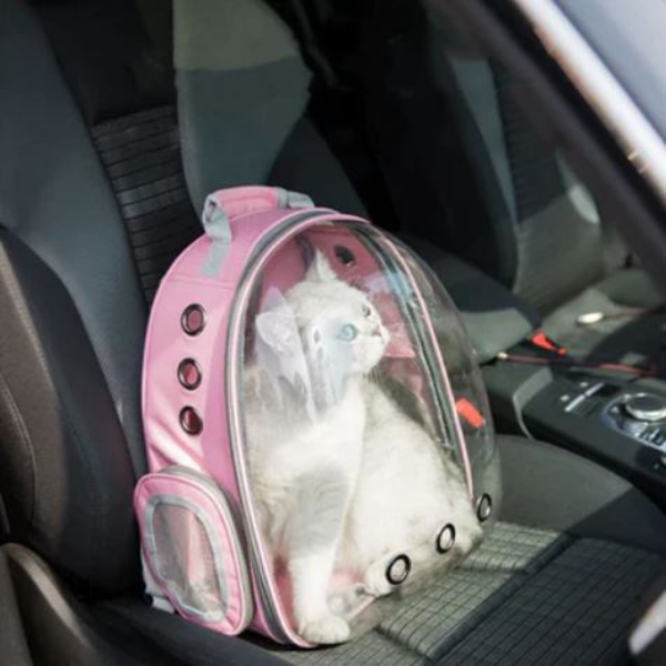 Mochila Pet de Transporte com Visão Panorâmica para Cães e Gatos - Rosa - 3