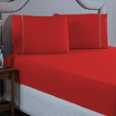 Ver imagem 3 de Jogo de Lençol Solteiro 400 Fios Detalhe em Ponto Palito 2 Peças Beliche Cama Box Padrão:vermelho