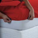 Ver imagem 5 de Jogo de Lençol Solteiro 400 Fios Detalhe em Ponto Palito 2 Peças Beliche Cama Box Padrão:vermelho