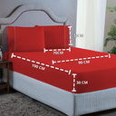 Ver imagem 7 de Jogo de Lençol Solteiro 400 Fios Detalhe em Ponto Palito 2 Peças Beliche Cama Box Padrão:vermelho