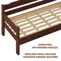 Sofá Cama em Madeira Maciça Solteiro Castanho - 3