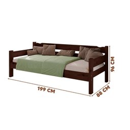 Sofá Cama em Madeira Maciça Solteiro Castanho - 4
