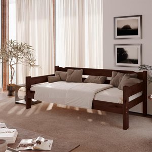 Sofá Cama em Madeira Maciça Solteiro Castanho
