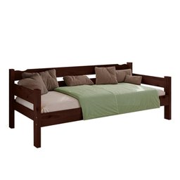 Sofá Cama em Madeira Maciça Solteiro Castanho - 2