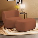 Ver imagem 2 de Namoradeira com Puff Orgânico Molly 02 Lugares Bouclê Terracota - Desk Design