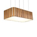 Ver imagem 2 de Luminária de Madeira retangular Amêndola Ripada Wood Iluminação Pendente Retangular ripado Amêndola
