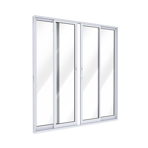 Porta de Alumínio de Correr 2 Folhas Móveis e 2 Folhas Fixas 215x200cm Lucasa Ideale Branco