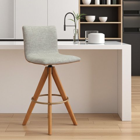 Banqueta Giratória Alta Linho e Courissimo Matelassê