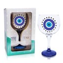 Ver imagem 1 de Taca Gin Vidro Olho Grego Base Azul e Preta 600ml - Caixa Presente