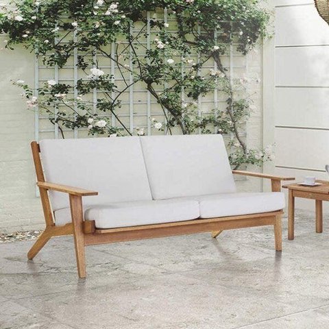 Sofá para Jardim 2 Lugares Lótus Linha Lótus Branco/Jatobá