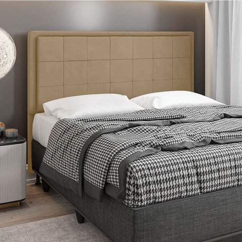 Cabeceira Casal Queen Cama Box 160cm para Quarto Onix Suede Marrom Rato M11 - D'rossi