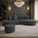 Ver imagem 1 de Sofá e Puff Orgânico Virginia 300cm Sala Boucle: Cinza-Escuro