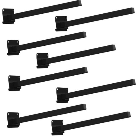 08 Suportes Refletor Base Inclinada Braço 70 Cm 08 Cj - Preto