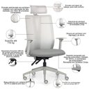 Ver imagem 2 de Cadeira Escritório Giratória Presidente Flow F02 Base Cinza Sintético Cinza - Lyam Decor