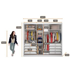 Guarda Roupa Casal com Espelho 3 Portas de Correr 8 Gavetas - Londres-branco - Móveis Novo Horizonte - 4