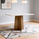 Ver imagem 5 de Mesa de Jantar 4 Lugares Quadrada 90cm Tampo MDF com Vidro Miraz N01 Ypê Off White - Lyam Decor