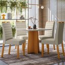 Ver imagem 2 de Mesa de Jantar 4 Lugares Quadrada 90cm Tampo MDF com Vidro Miraz N01 Ypê Off White - Lyam Decor
