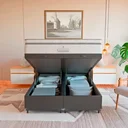 Ver imagem 2 de Cama Box Baú Casal Bipartido Preto + Colchão Paris Branco Couro Preto/branco