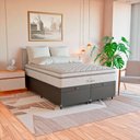 Ver imagem 3 de Cama Box Baú Casal Bipartido Preto + Colchão Paris Branco Couro Preto/branco