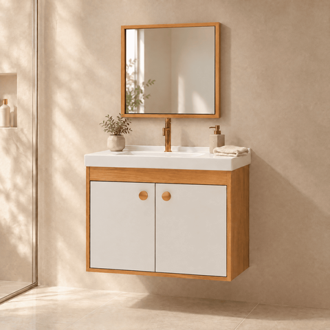 Kit Gabinete Armario de Banheiro + Espelheira - Roma com Espelho 50cm
