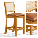 Ver imagem 5 de Kit 3 Banquetas Altas de Telinha Assento Estofado Couro Pu Caramelo Rubi Madeira Maciça Mel