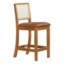 Ver imagem 3 de Kit 3 Banquetas Altas de Telinha Assento Estofado Couro Pu Caramelo Rubi Madeira Maciça Mel