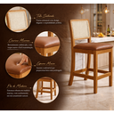 Ver imagem 3 de Kit 3 Banquetas Altas de Telinha Assento Estofado Couro Pu Caramelo Rubi Madeira Maciça Mel