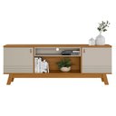 Ver imagem 2 de Rack Bancada Decorativo Mdp/mdf Tv até 75 Polegadas Portas Cronos Nature/off White G77 - Gran Belo
