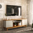 Ver imagem 1 de Rack Bancada Decorativo Mdp/mdf Tv até 75 Polegadas Portas Cronos Nature/off White G77 - Gran Belo
