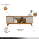 Ver imagem 3 de Rack Bancada Decorativo Mdp/mdf Tv até 75 Polegadas Portas Cronos Nature/off White G77 - Gran Belo