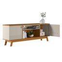 Ver imagem 5 de Rack Bancada Decorativo Mdp/mdf Tv até 75 Polegadas Portas Cronos Nature/off White G77 - Gran Belo