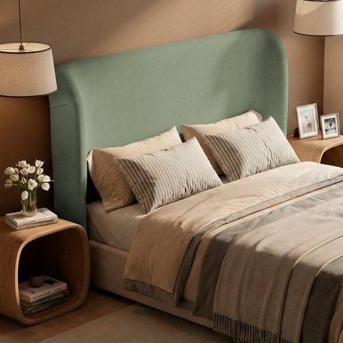 Cabeceira para Cama Box Casal Padrão Liah 140cm Bouclê Verde Menta - Desk Design